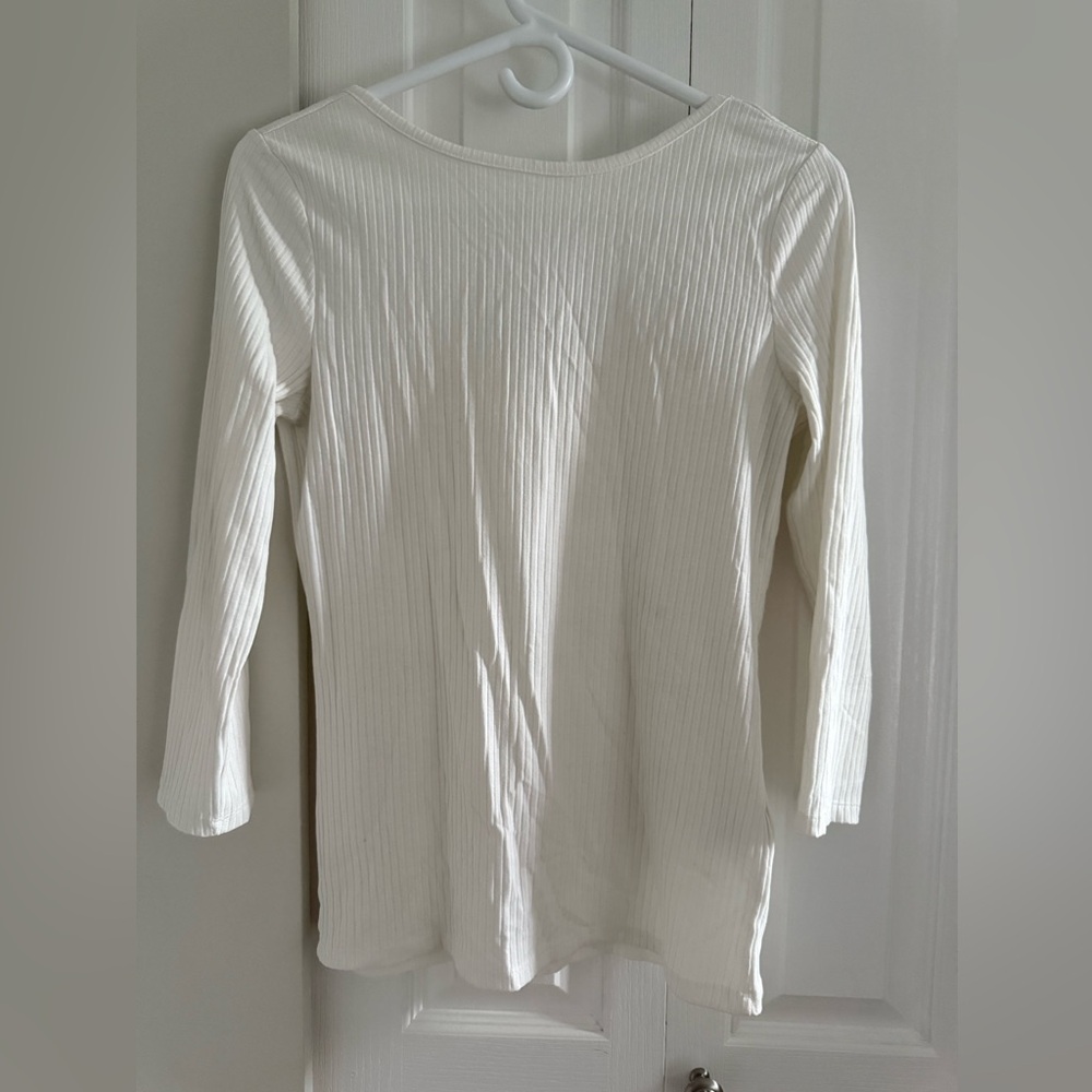 H&M White Ribbed Blouse